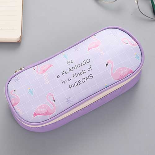 Cute Flamingo Pencil Case for Girls School Supplies Korean kawaii Stationery Big Multifunctional Pencil box Bag Pencilcase: Lavender