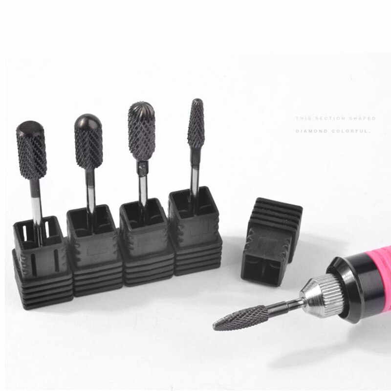 Tungsten Carbide Nail Drill Bit 3/32 "Zwart Titanium Coated Burr Bits voor Manicure Boor Accessoires Nail Art tool