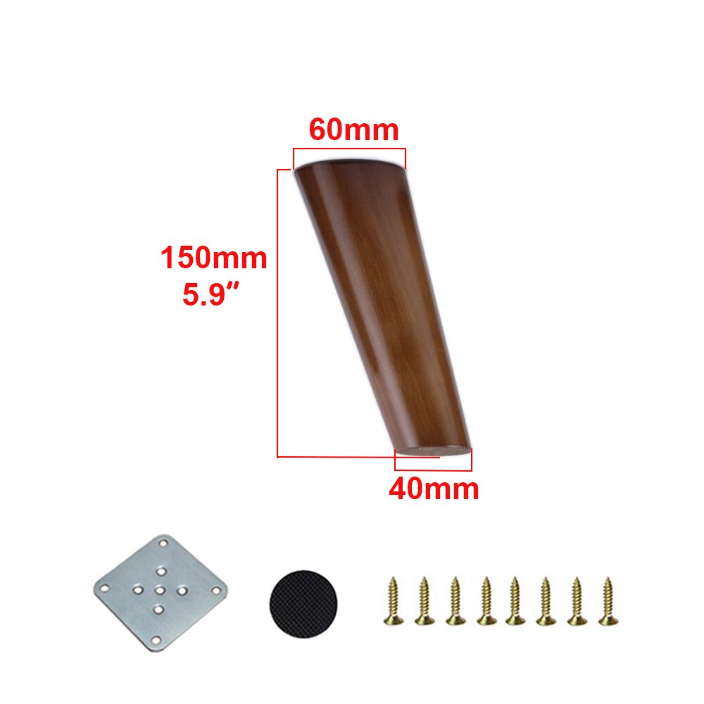 1/4PCS Solid Wood Furniture Legs Walnut Color Straight Oblique With Metal Footings Sofa Replacement Legs For Cabinet Couch Table: 1PC 15CM Oblique