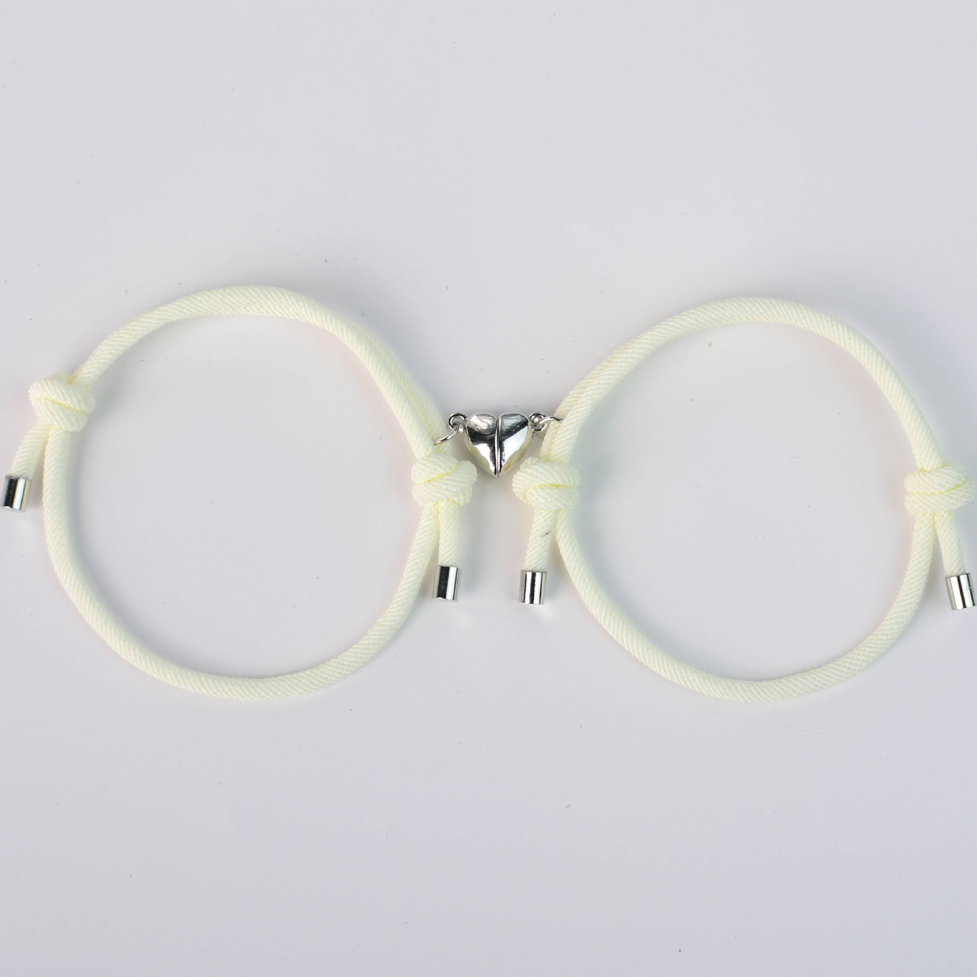 2 uds pulsera magnética pulsera magnética pareja cerradura corazón pulsera magnética cuerda trenzada ajustable pulsera de amistad para dos: VERMEIL