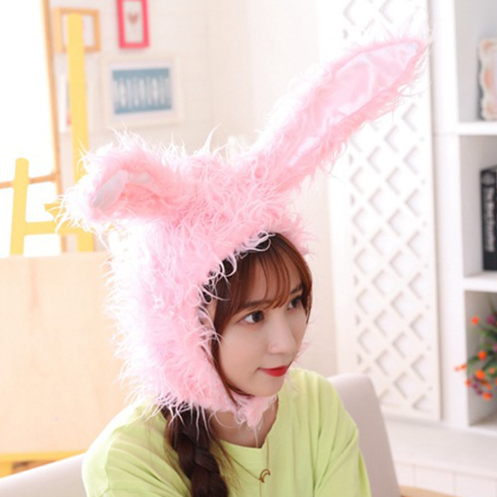 Cute Plush Long Rabbit Bunny Ear Hat Earflap Cap Head Warmer Costume Photo Prop