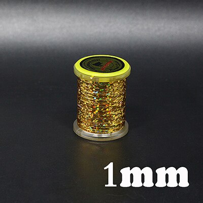 1 spole flugbindande platt mylar glitter flashtejp holografisk glitter spolad för klassiska streamermönster och flashback nymfer: 1mm holo guld