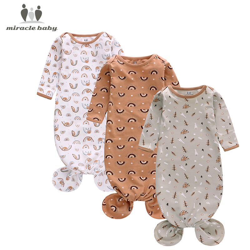 0-12M abito da bambino annodato cotone neonato coperta Swaddle sacco a pelo per bambini bambini neonata ragazzo abiti da notte: arcobaleno Sloth / L(6-12M)