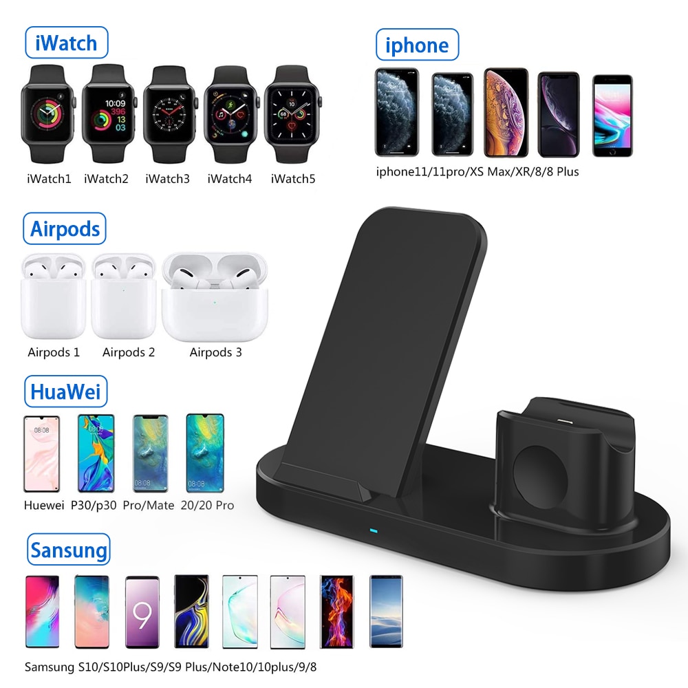 3 in 1 Wireless Charger Fast Charging For iPhone11 Pro XR XS Max 8 for Apple Watch 2 3 4 5 6For AirPods Pro 3 2 Wireless