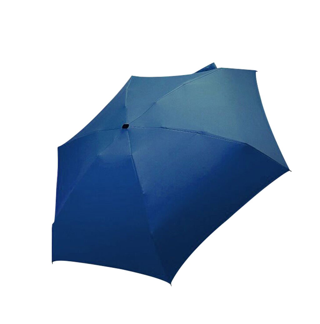 45#  kvinnor lyxigt lättviktsparaply svart beläggning parasoll 5- faldigt solregnparaply unisex reseskyddad ficka miniparaply: Marinblå 2