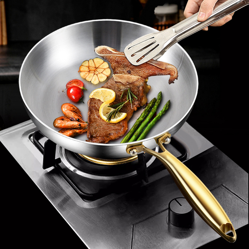 30 cm Bratpfanne Antihaft-Wok 316 Edelstahl Hausmannskost Steak Pfanne Gasherd Topf Induktion Topf Küche Kochgeschirr