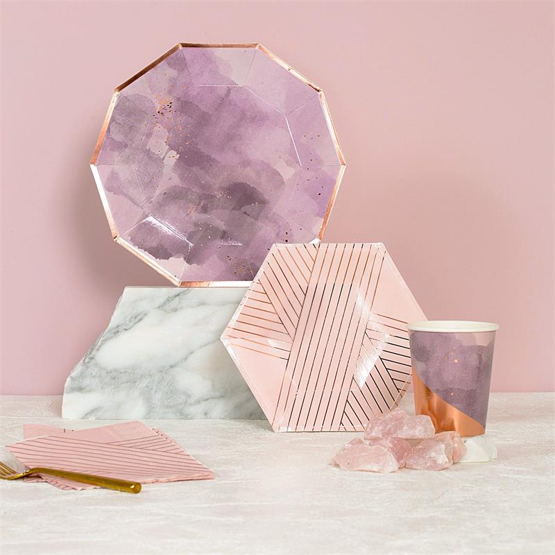 Rose Gold Wedding Party Disposable Tableware Set Paper Plates Napkins Party Tableware Decor for Wedding Birthday Party Supplies