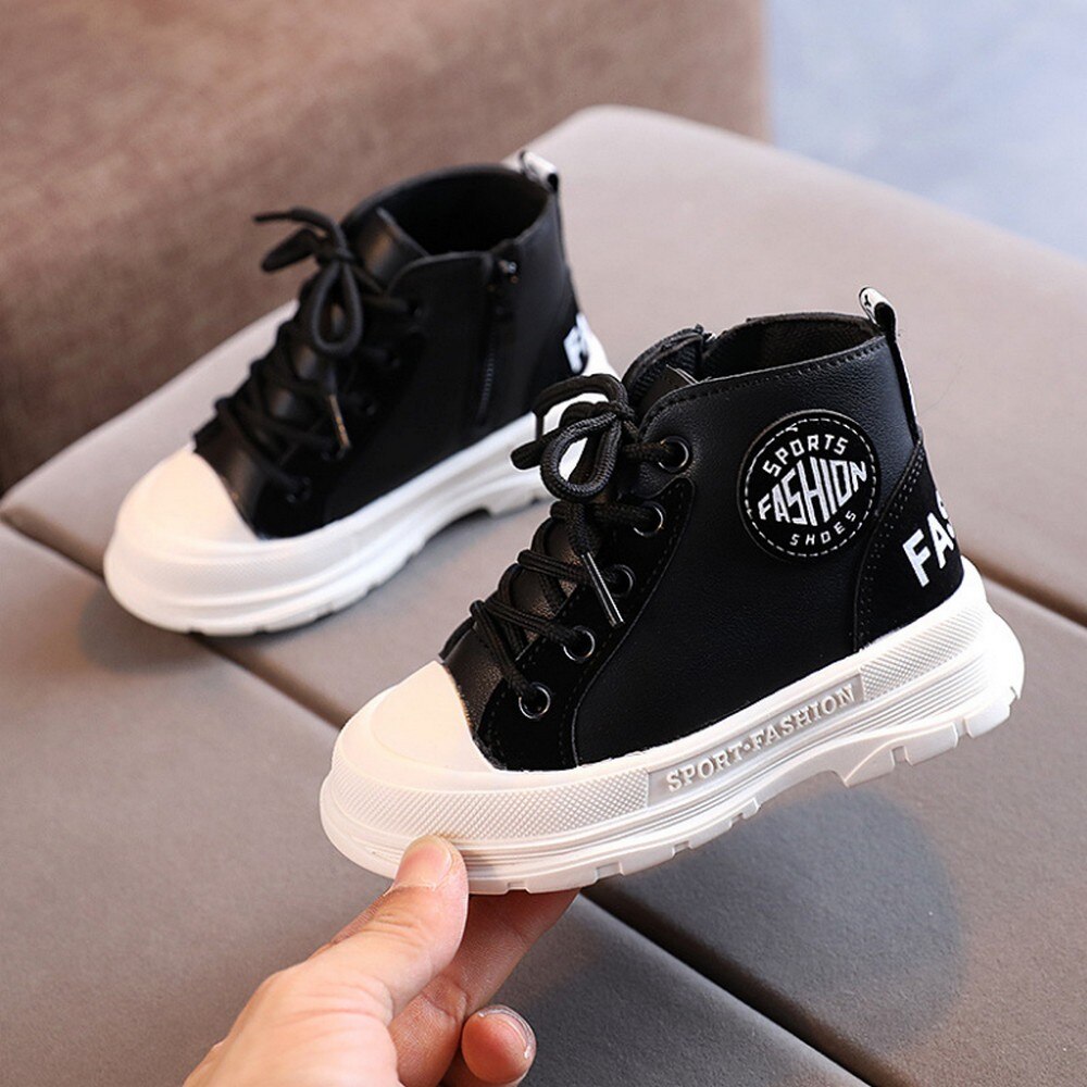 Kinderen Toevallige Korte Laarzen Rubber Zachte Zolen Peuter Baby Pu Lederen Laarzen Mode Herfst Winter Meisjes Jongens Kids Martin laarzen