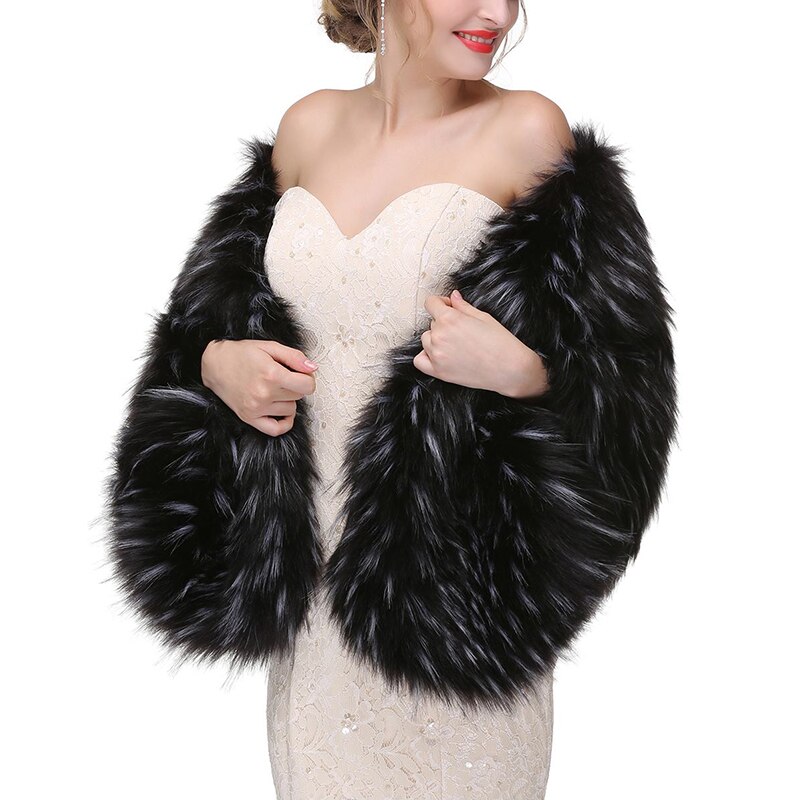 Säljare varma faux päls stolar bröllop wrap vinter bröllop bolero jacka brudrock tillbehör bröllop cape rock