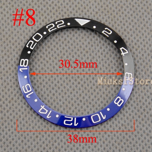 38mm zwart/blauw keramische bezel wit digitale weegschaal voor mannen grote wijzerplaat horloge