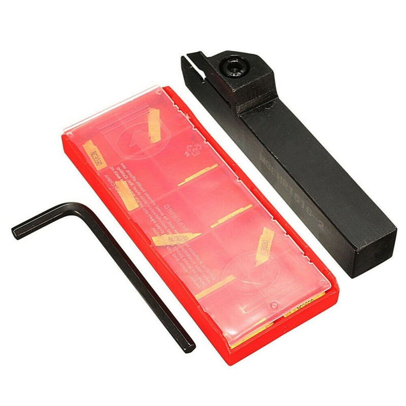 MGEHR1616-2 External Grooving Turning Lathe Bar Tool Holder with 10PCS MGMN200-G Inserts Set