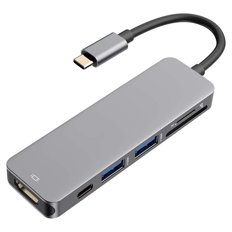 Usb 3.0 Type C 6 In 1 Hub Hdmi-Compatibel Sd/Tf USB-C Poort Opladen: Default Title