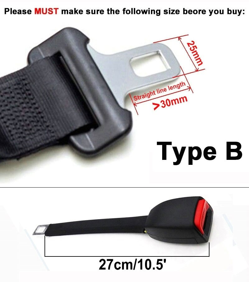 8 "10" verhoogde Seat Belt Extenders Stijve Stem Veiligheid Riemen Extension Voor TOYOTA Camry COROLLA Auto Veiligheidsgordel Clip extender E4 Veilig: 27cm Type B