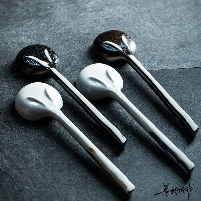 Ceramic Soup Spoon Japanese Tableware Eating Spoon Long handle Spoons Kitchen Cooking Utensil Tool Teaspoon For Kicthen
