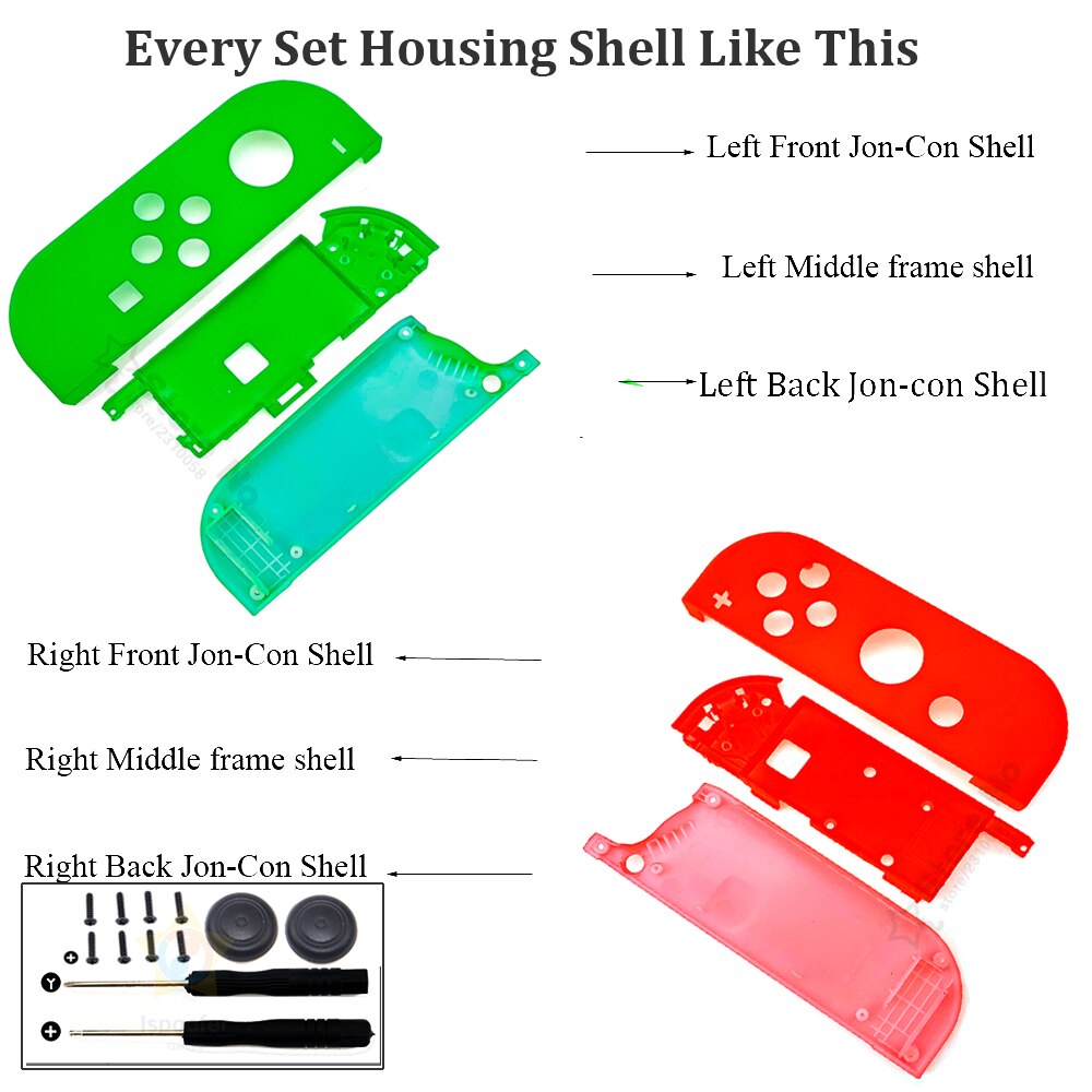 Housing Shell Case Cover for Nintend Switch NS NX Joy Con Controller Replacement Repair Accessories w Middle Frame + Tools