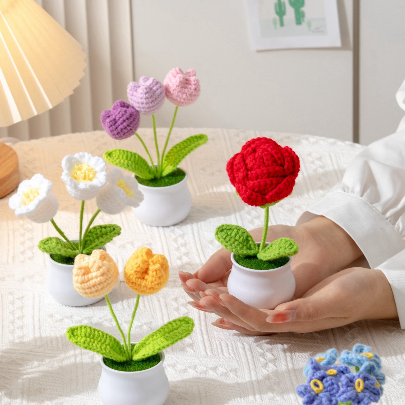 Diy håndlagde heklede blomster i potte ferdig vevd... – Grandado, image size:1388x1388