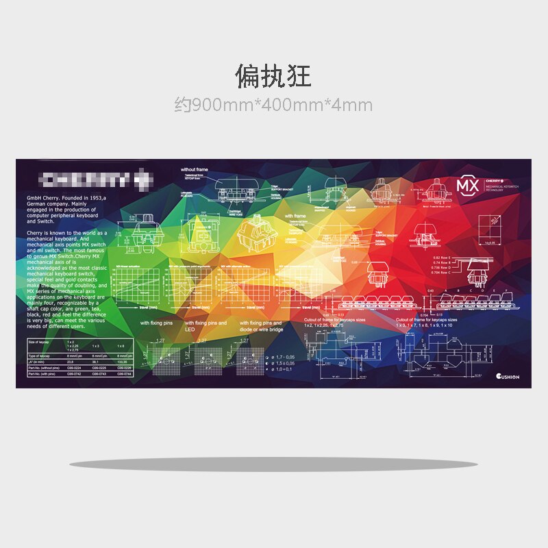 1pc Cherry Switch Decompose Picture Mouse Pad Cherry Mouse mat Super large 900X400*4mm Thickening Edge Locked