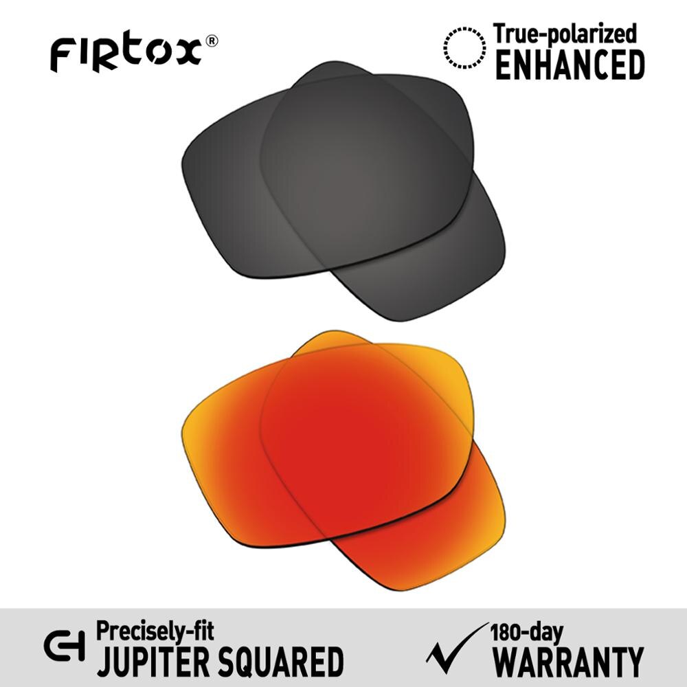 Firtox cierto UV400 lentes polarizadas de reemplazo para Oakley Jupiter cuadrado OO9135 gafas de sol (compatible solo lentes)-Varios: Black-Red