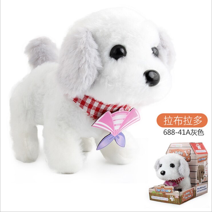 Simulation électrique pour enfants chien petit lapin blanc en peluche Teddy appellera marche chiot intelligent robot chien jouet: plum