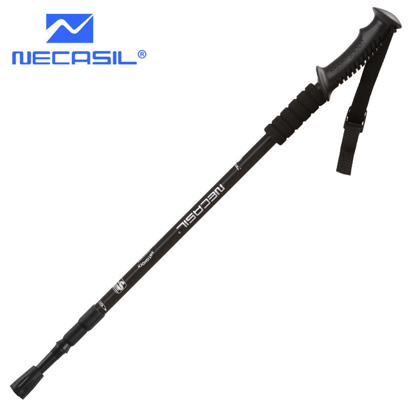 Outdoor Camping Walking Stick Telescopic Hiking Stick Aluminum Foldable Hiking Poles Outdoor Accessories For Trekking Camping: Black