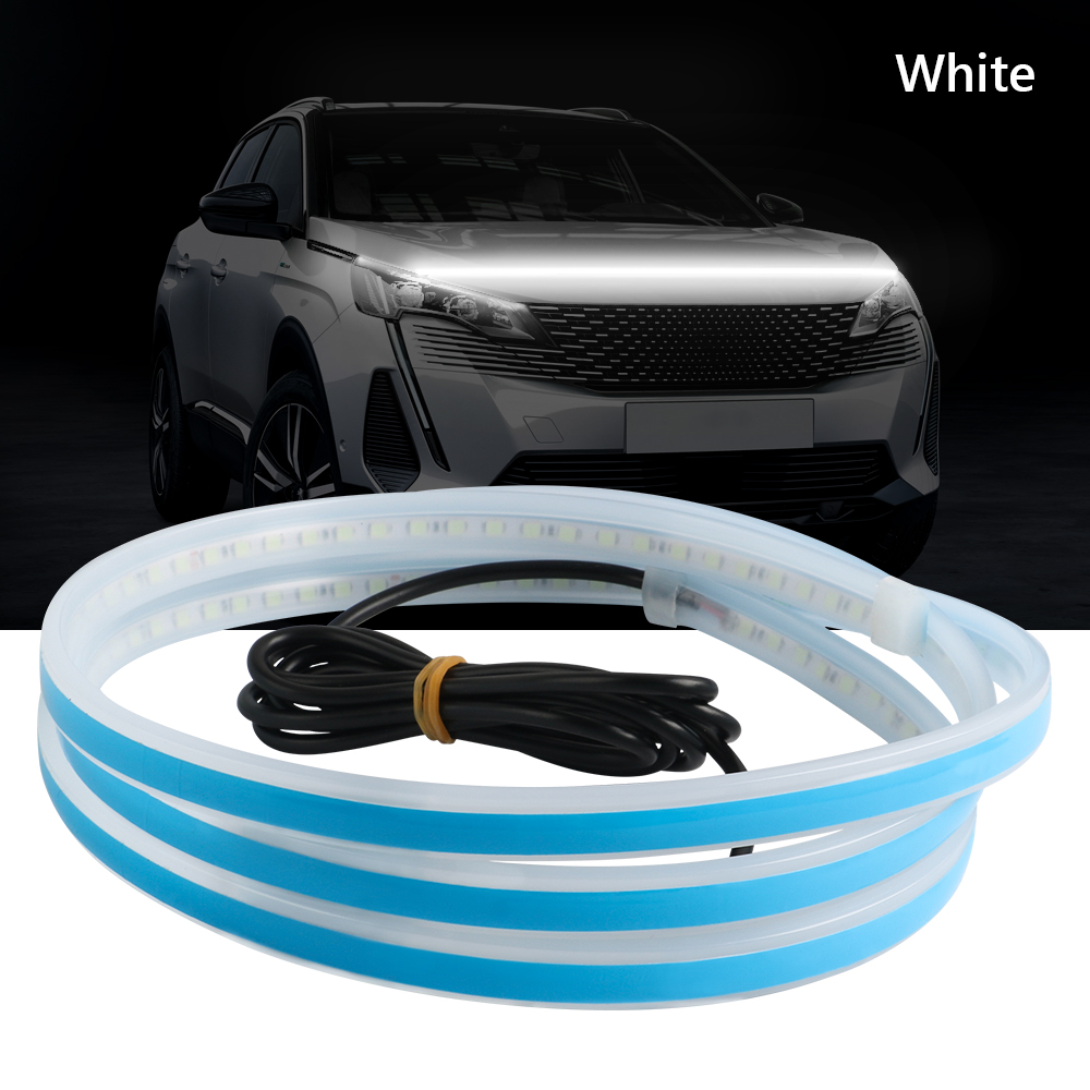 Tira de luces LED para capó de coche, iluminación impermeable para decoración Exterior de coche, faros decorativos, lámpara ambiental Universal de 12V: Blanco / 4,5 W