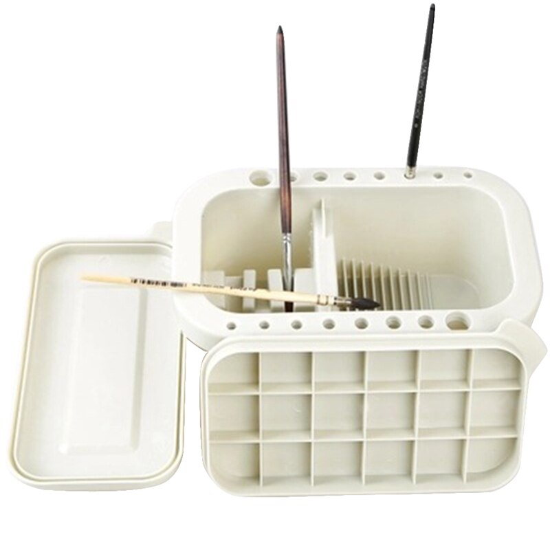 3Pcs Multi-Function Wash Pen with Palette Gouache Watercolor Acrylic Paint Wash Bucket Art Supplies