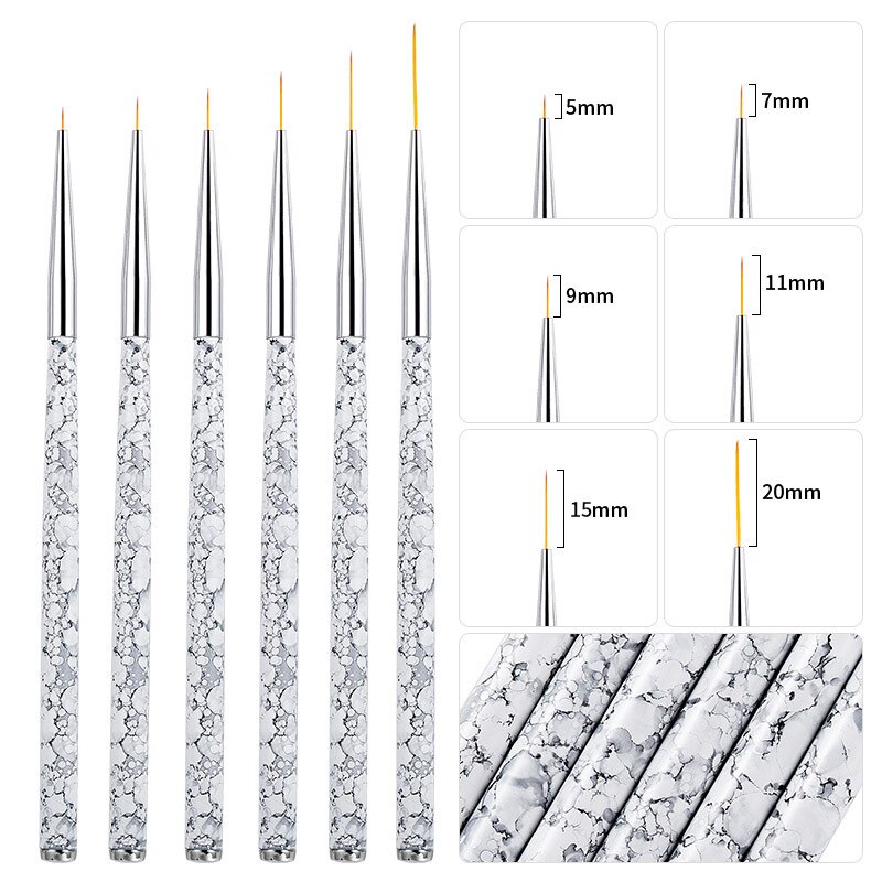 3pcs/set Nail Art Line Drawing Brush Various Lengths Painted Chain Link Flower Pen Marble Nail Art Brush Manicure Nail Tools