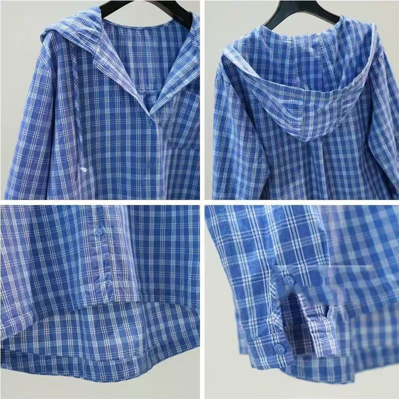 Spring Summer Women's Casual Loose Office Blouse plus Size 4XL Hooded Top Female Workwear Casual Shirt Lady Style KE8053