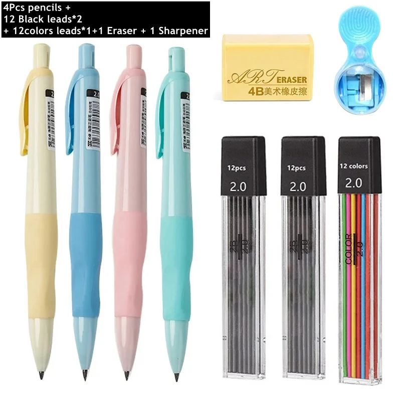 Ensemble de crayons mécaniques dauphin mignon de 2mm, crayon HB pour dessin de charpentier 2.0mm pour dessin, écriture, croquis, fournitures scolaires Kawaii: Bourgogne