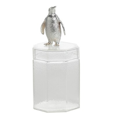 animal storage Bottle Kitchen Glass jar canister tea Cans home coffee cans cosmetic jewelry storage tank Sugar bowl: Silver Penguin