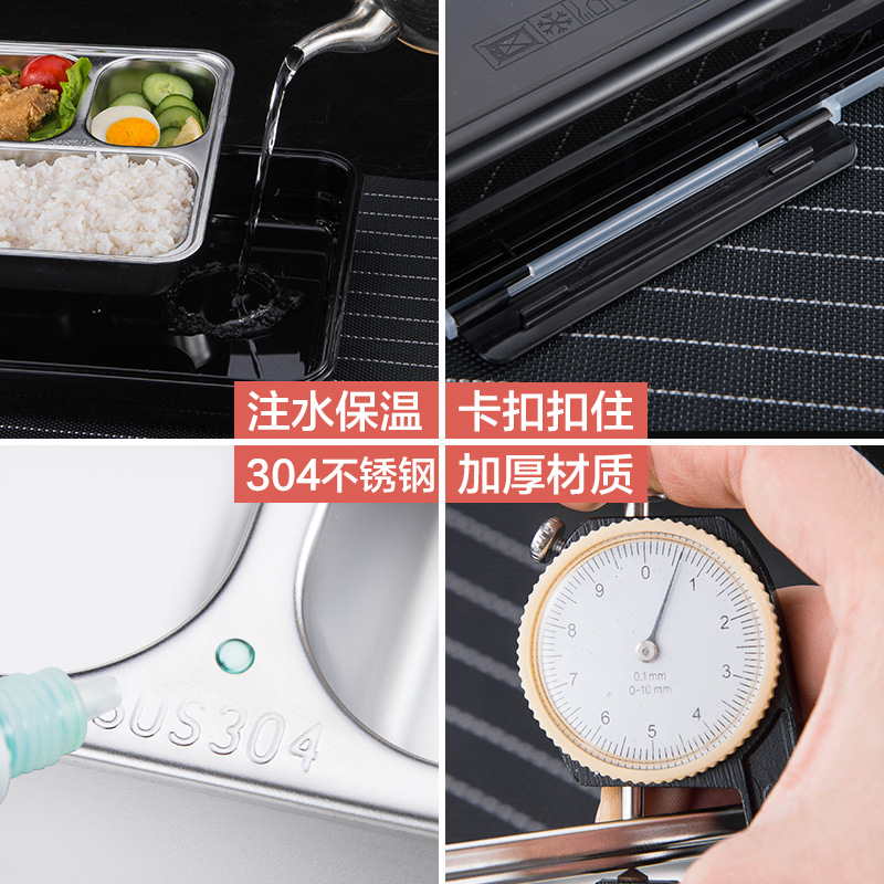 Stainless Steel Lunch Box Containers with Compartments Leakproof Bento Box Food Container with Tableware