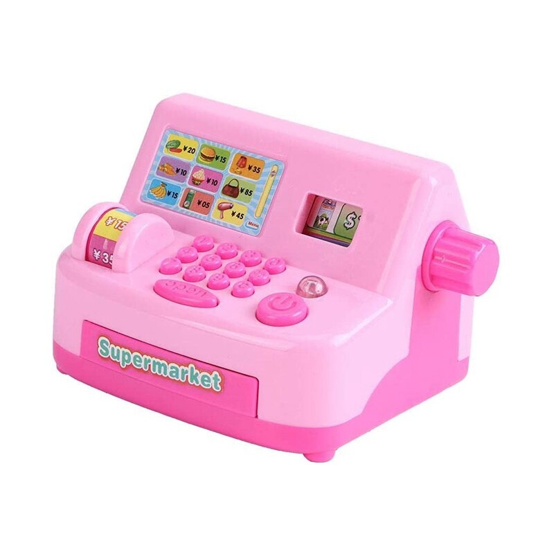 Gesimuleerde Elektronische Winkel Speelgoed, Supermarkt Kleine Huishoudapparatuur Kassa Speelgoed, Tellen Speelgoed Voor Kids Banking Spelen: pink