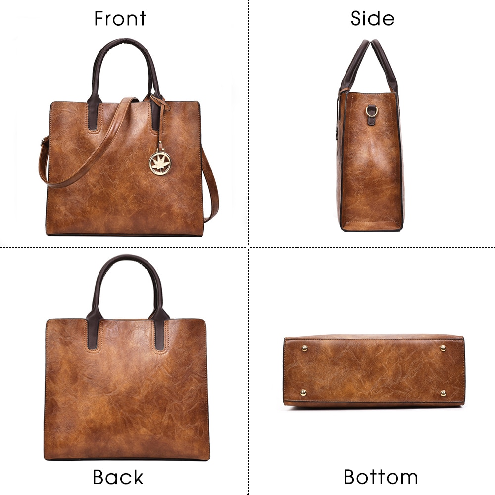 Herold Frauen Taschen einstellen 3 Stck Große lässig Tote Taschen Leder Weibliche Schulter Tasche Damen Handtasche + Umhängetasche + geldbörse Sack
