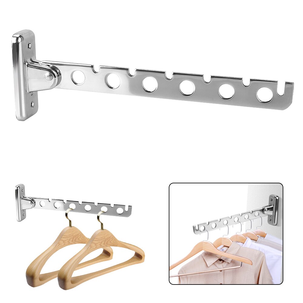 Składane wieszaki na ubrania 6 otworów suszarka robić prania ze stali nierdzewnej naścienny ruchomy wieszak na płaszcze kryty wieszak oszczędzający miejsce