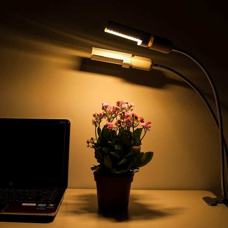 LED Plant Grow Lights Sunlike Full Spectrum 45W 50W 60W E27 Dual Head Flexible Gooseneck for Greenhouse flower Phyto lamp EU/US