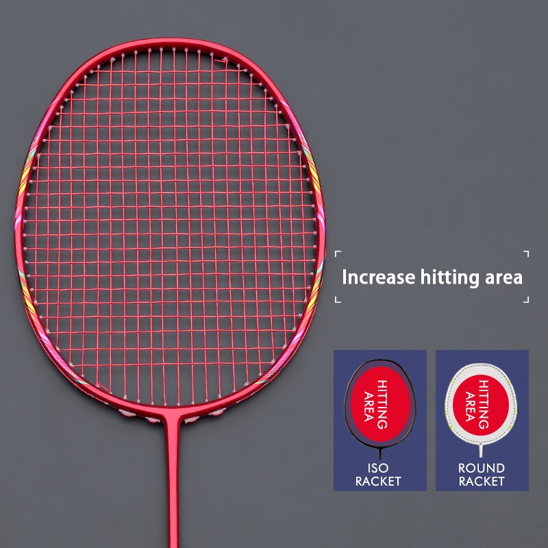 Ultra Light 7U 8U 65-67G Strung Full Carbon Fiber Badminton Rackets Max 30lbs Racquet Racket With Strings Bag Padel