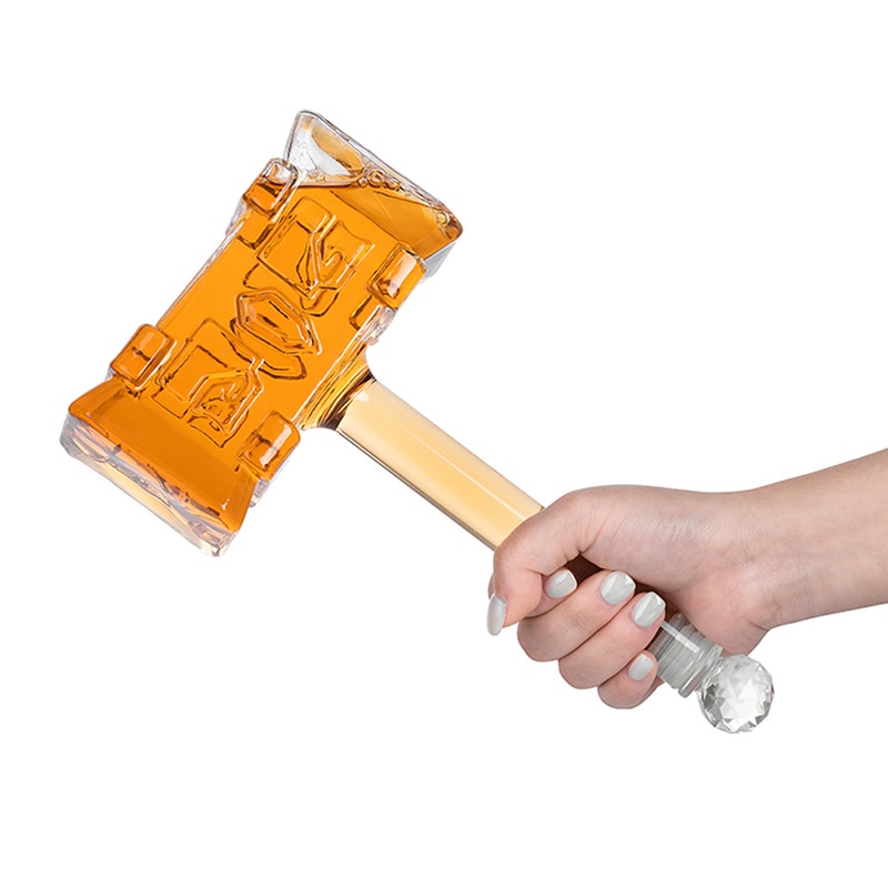 400 Ml 3D Hamer Vormige Home Bar Loodvrij Glas Whiskey Decanter Voor Liquor Scotch Bourbon DDC-203