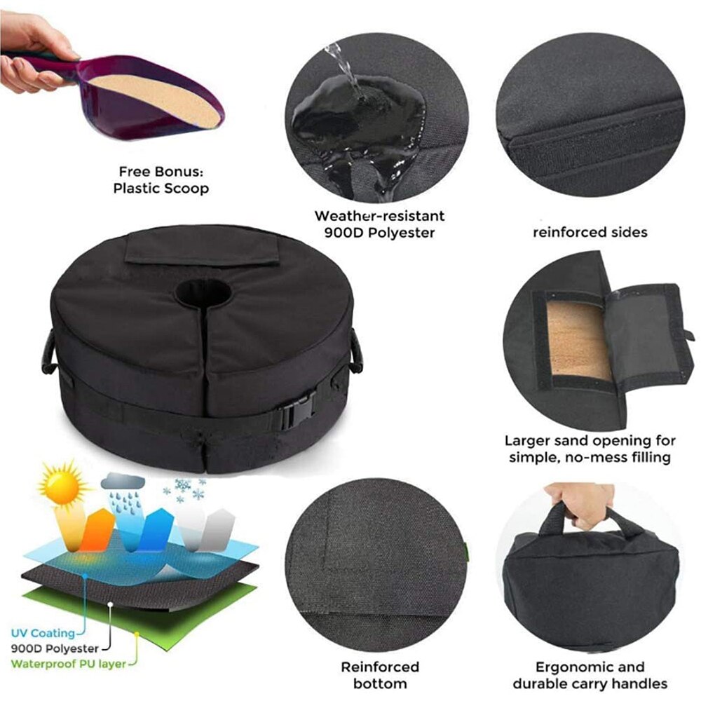 Round Weight Sand Bag Umbrella Base Stand Tent Leg Weighted Outdoor Sun