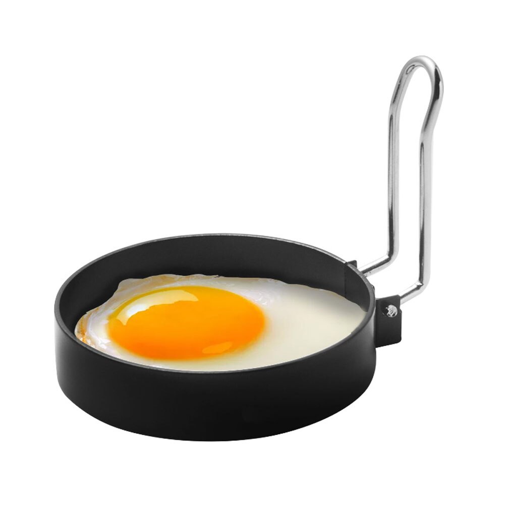 1 stk stegt æg form jern spraymalet non-stick ægring husholdnings rund foldbar æggeforme rustfri stål håndtag omelet: Default Title