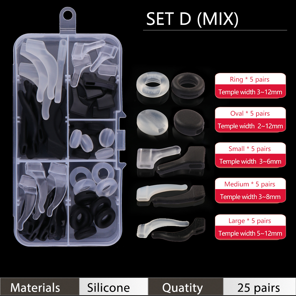 Ear Grip Hooks Anti-slip Holder Glasses Sunglasses Silicone Ear Hook Set For Eyeglasses Eyewear Accessories: Silver
