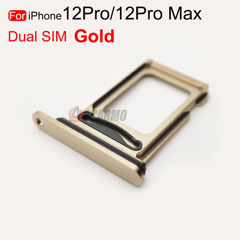 Aocarmo 10 Stks/partij Sim-kaart Voor Iphone 12 Pro Max 12Pro Sim Card Tray Slot Houder Adapter Socket: Dual----Gold