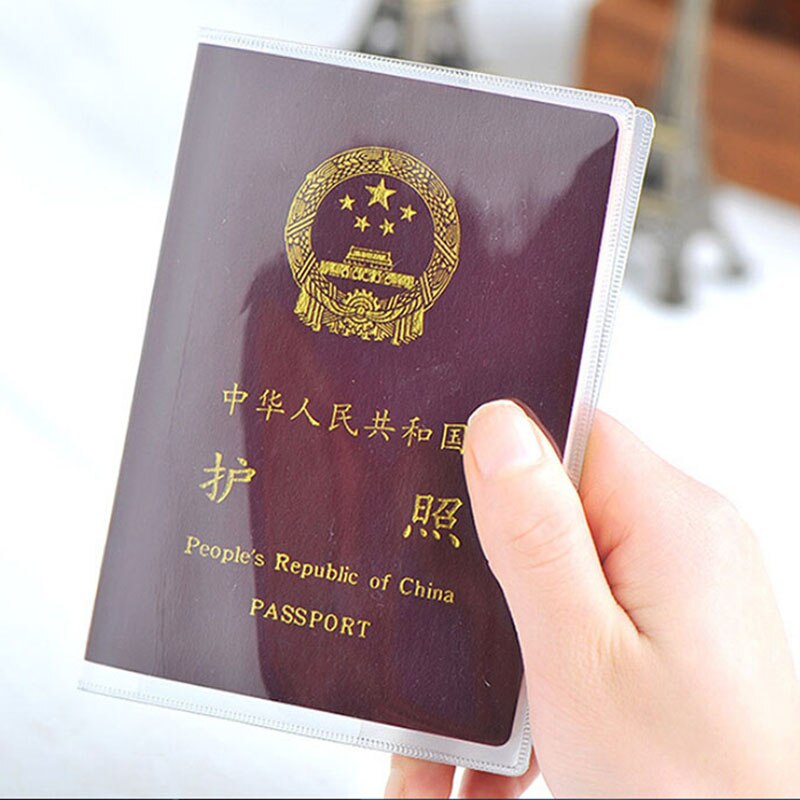 1pc klar gennemsigtig pasdækselholder sag organisator id-kort rejsebeskytter dokumentmappe