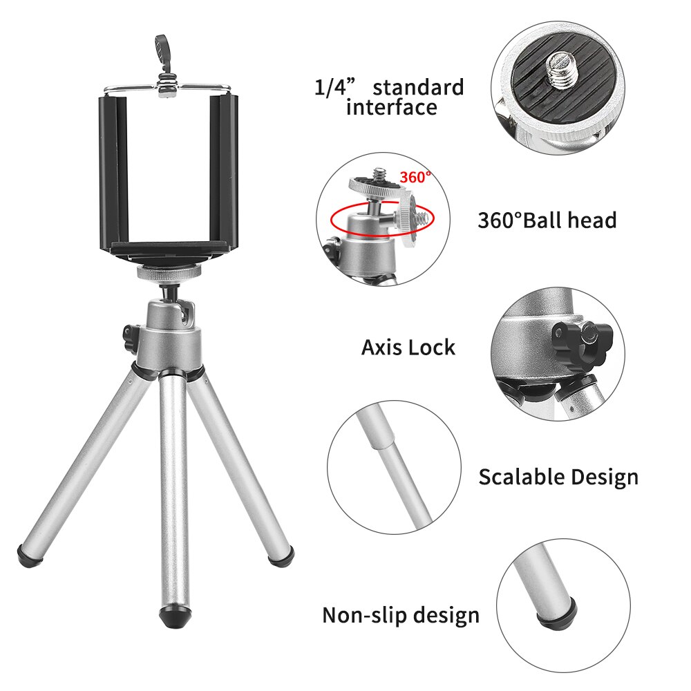 SCHIETEN Mini Statief + Telefoon Clip Stand Houder Adapter Mount voor iPhone X 8 7 6 6 Plus 5S 5C SamSung Xiaomi Huawei Flexibele Statief