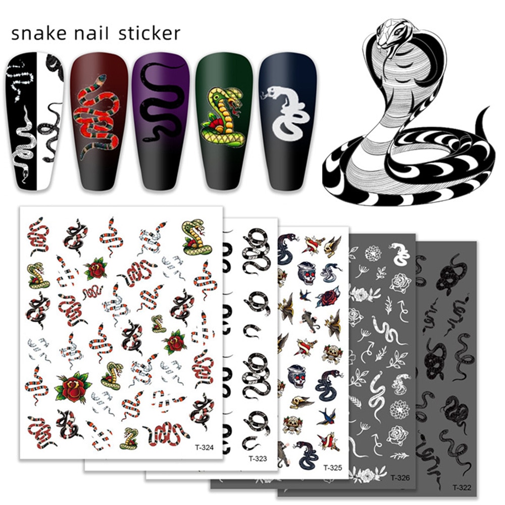 Snake Patroon 3D Nail Art Stickers Zelfklevende Transfer Stickers Slider Decals Tip Manicuring Art Decoratie Accessoire