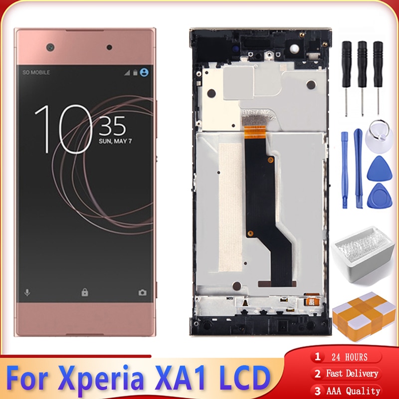 5.0 "grau aaa módulo de exibição para sony xperia xa1 lcd tela toque digitador assembléia com quadro ferramentas gratuitas