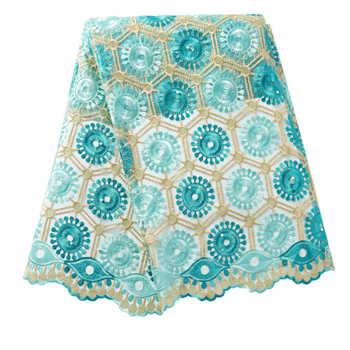 African Beaded Lace Fabric French Voile Lace Embroidery Flower Nigerian Lace Fabric Aso Oke Gele Headtie Scarf: light green