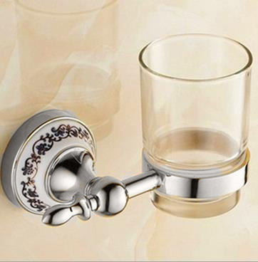Luxury Towel Rack Wall Mounted Bathroom Accessories Set Ceramic Stainless Steel Bath Hardware Sets Chrome Toilet Brush Holder: Orange