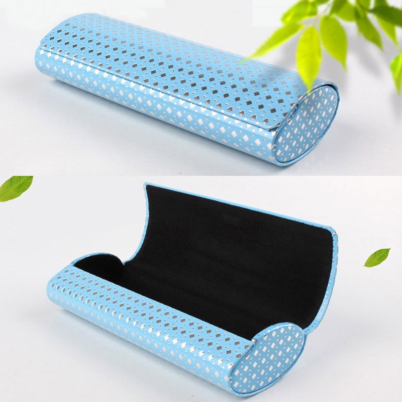 Capa dura protetor de óculos 1 pçs portátil pacote de óculos viagem acessórios óculos de sol caixa de armazenamento de couro do plutônio caixas de eyewear: Azul