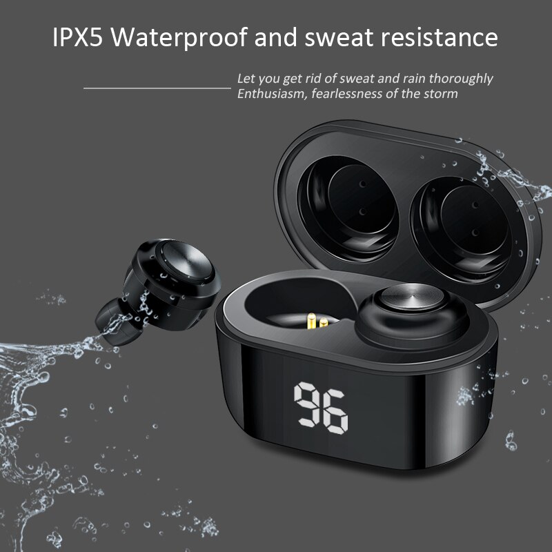 Immersive Subwoofer IPX5 Bluetooth Drahtlose Kopfhörer Hallo-fi Stereo Wasserdicht Musik Kopfhörer mit LED-anzeige und Ladung Kasten