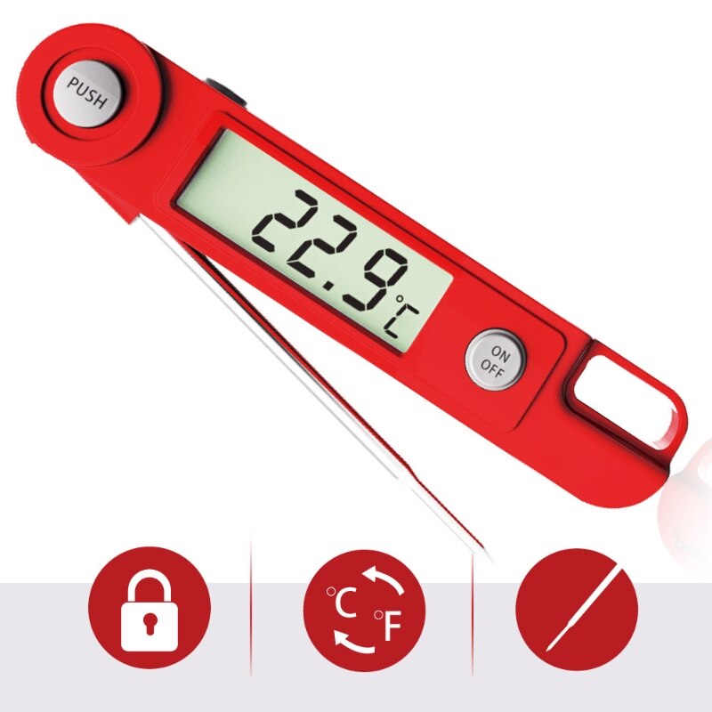 Digitale Probe Thermometer Opvouwbare Voedsel Bbq Vlees Oven Vouw Keuken Thermometer W0YD